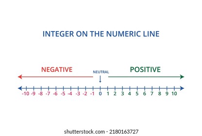 Whole numbers on number line, vector illustration, basic math, whole numbers, education.