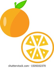 whole orange and sliced slice on a white background sweet healthy tropical fruit