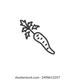 Whole parsnip line icon. linear style sign for mobile concept and web design. Parsnip root outline vector icon. Symbol, logo illustration. Vector graphics