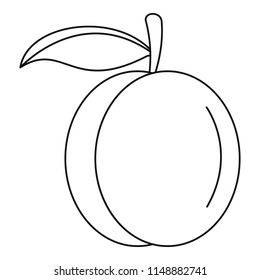 Whole peach icon. Outline whole peach vector icon for web design isolated on white background