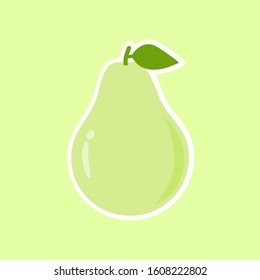 whole pear flat design vector illustration.
