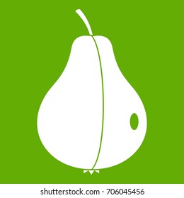 Whole pear icon white isolated on green background. Vector illustration