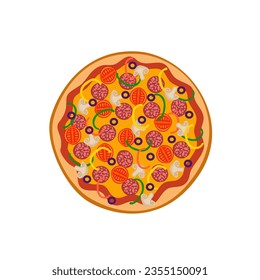 A Whole pepperoni pizza illustration