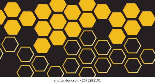 Patrón de panal entero y perforado en amarillo sobre fondo negro