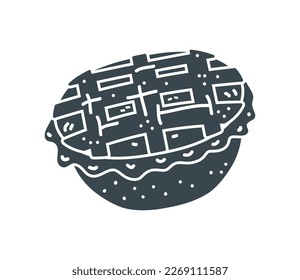 whole of pie bakery doodle icon isolated