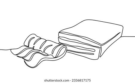 A whole piece of bacon and cut slices. International Bacon Day. One line drawing for different uses. Vector illustration.