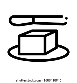 whole piece of butter and knife icon vector. whole piece of butter and knife sign. isolated contour symbol illustration