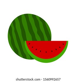 whole and a piece of watermelon vector