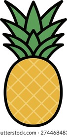 Whole Pineapple With Green Crown Upright Position