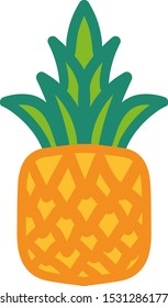 Whole pineapple hand drawn vector illustration. Fresh tropical fruit, exotic vegetarian food