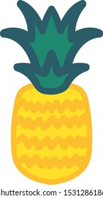 Whole pineapple hand drawn vector illustration. Fresh tropical fruit, exotic vegetarian food