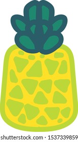 Whole pineapple hand drawn vector illustration. Fresh tropical fruit, exotic vegetarian food