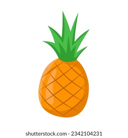 Whole pineapple vector illustration. Cartoon drawing of whole pineapple isolated on white background. Fruit, food, healthy eating concept