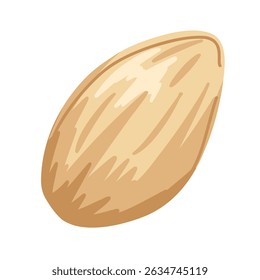 Whole pistachio nut in closed shell. Hand drawn vector illustration of a single simple seed. For food packaging, organic product labels, menu items, eco designs, stickers