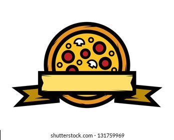 Whole Pizza with Blank Banner.