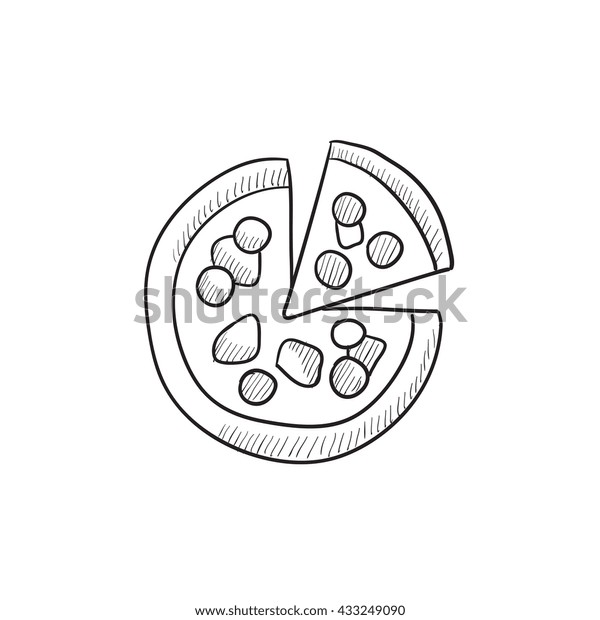 Whole Pizza Slice Vector Sketch Icon Stock Vector Royalty Free