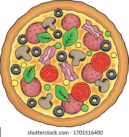 Whole pizza theme image - eps10 vector illustration.