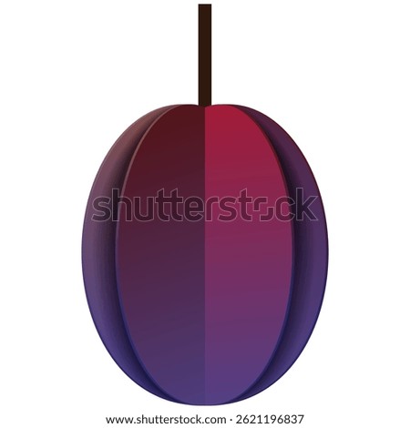 Whole plum fruit vector illustration prune icon