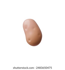 Whole potato with peel 3D plastic style icon. Glossy raw vegetable, vegetarian ingredient. Natural organic tuber plant food, agricultural product. Vector volumetric farm game asset