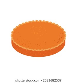 A whole pumpkin pie. Traditional October pastry isolated on white background. Vector