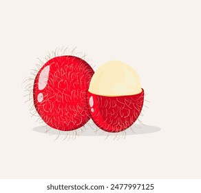 A whole rambutan fruit, peeled and ready to be enjoyed.