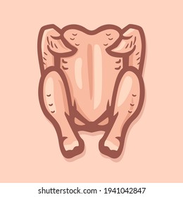 Whole raw chicken body vector image. Fresh meat ingredients.