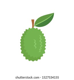 Whole raw durian icon. Flat illustration of whole raw durian vector icon for web design