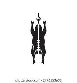 Whole raw meat carcass silhouette icon vector flat design.