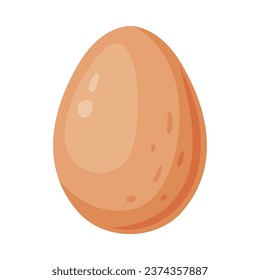 Whole Raw Uncooked Egg with Brown Shell Vector Illustration