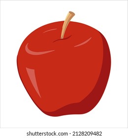 A whole red apple. Flat illustration of apple vector icon for web isolated on white background. Suitable for postcards, labels, cards