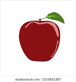 A whole red apple with a leaf