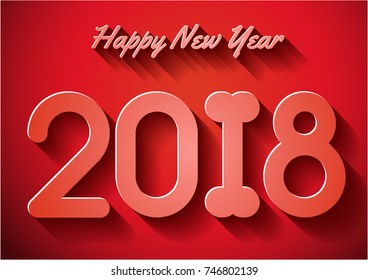 whole red gradient text and background happy new year celebration with horoscope dog year,vector illustration