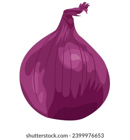 Whole red onions isolated on white background Vector cartoon illustration