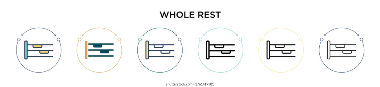 Icono de reposo completo, línea delgada, contorno y estilo de trazo. Ilustración vectorial de dos íconos vectores de reposo enteros de color y negro se puede usar para móviles, ui, web
