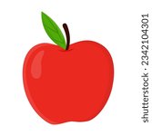 Whole ripe apple vector illustration. Cartoon drawing of healthy food or red fruit isolated on white background. Organic food, healthy eating concept