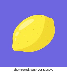 Whole ripe lemon isolated on blue background. Vector illsutration. Vitamin full fruit. Healthy eating. Fresh juisy lime, lemonade ingredient