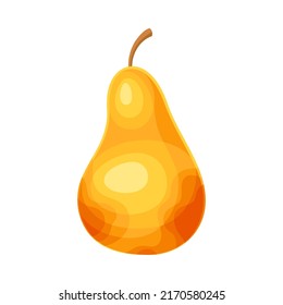 Whole Ripe Pear Pomaceous Fruit as Organic Garden Crop Vector Illustration
