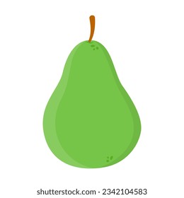 Whole ripe pear vector illustration. Cartoon drawing of healthy food or green fruit isolated on white background. Organic food, healthy eating concept