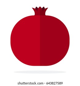 Whole ripe pomegranate vector flat material design isolated on white