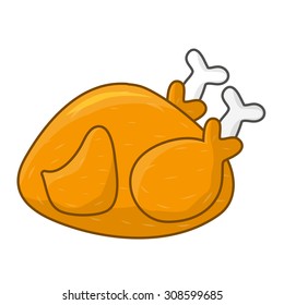 Whole Roast Chicken Isolated Illustration On Stock Vector (Royalty Free ...