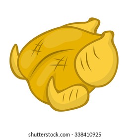 Whole roast chicken isolated illustration on white background
