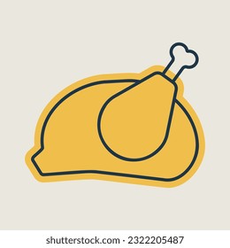 Whole roast chicken vector icon food meat. Barbecue and bbq grill sign. Graph symbol for cooking web site and apps design, logo, app, UI