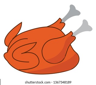 Whole Roasted Chicken Dinner Vector Color Stock Vector (Royalty Free ...