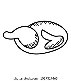 
Whole roasted chicken, fried poultry doodle icon
