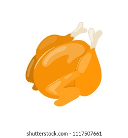 Whole Roasted Chicken vector icon. Healthy Paleo eating cartoon illustration isolated on white background.