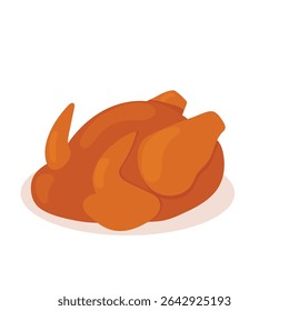 Ícone inteiro de peru assado. Ilustração vetorial