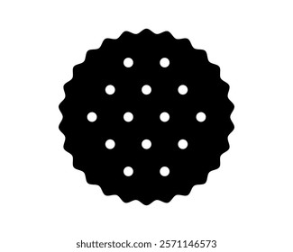 Whole round cracker silhouette. Sweet or salty biscuit cookie. Popular crunchy snack isolated on white background. Vector graphic illustration.