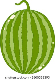 Whole Round Watermelon. Cute and Simple Style.