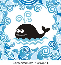 Whole sea cute cartoon vector illustration
