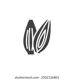 Ganze Schale und ein halbes Vektorsymbol. gefülltes Flachschild für mobiles Konzept und Webdesign. Glyphe für die Zwiebelschalotte. Symbol, Logo-Abbildung. Vektorgrafiken